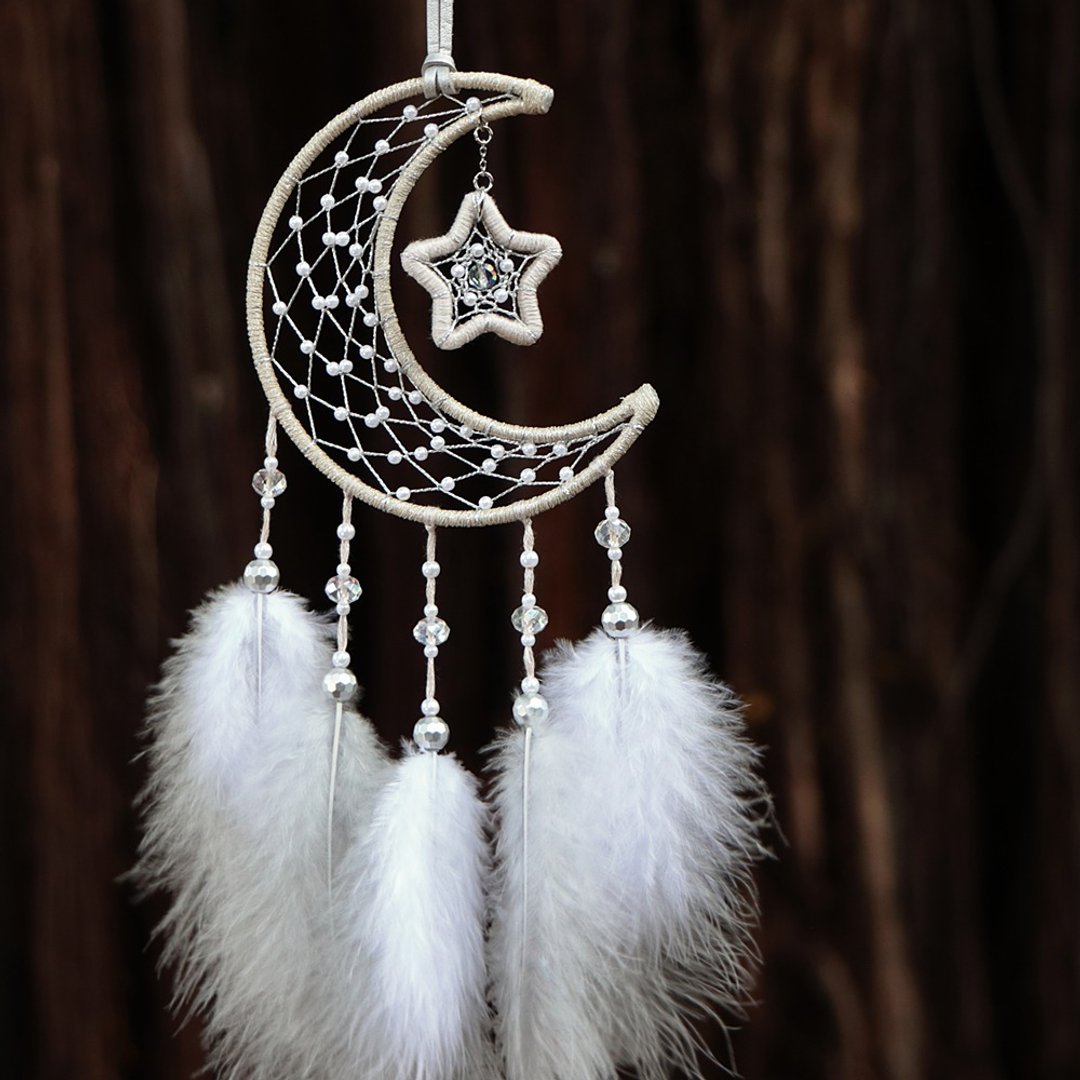 月夜星耀丨生日礼物 Dreamcatcher 手工编织 捕梦网丨挂饰-星空银 - 摆饰 - 其他材质 银色