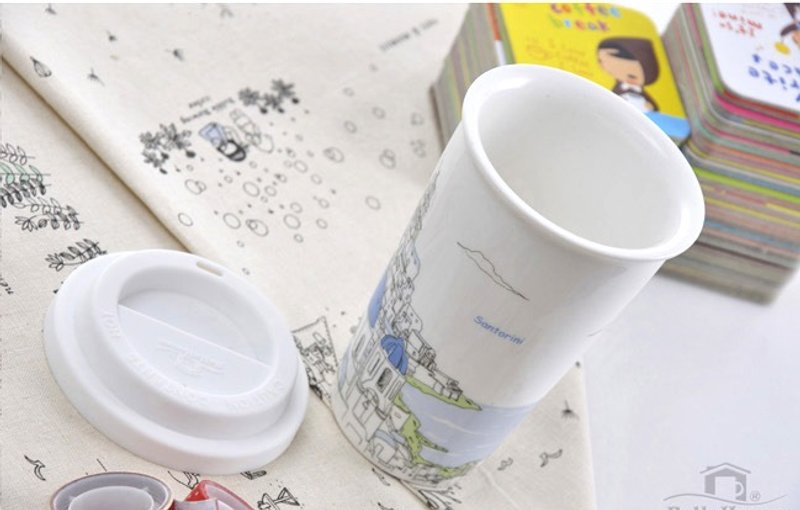 JB Design 我不是纸杯~ 城市风情系列 双层陶瓷杯_希腊 爱情海 - 咖啡杯/马克杯 - 瓷 