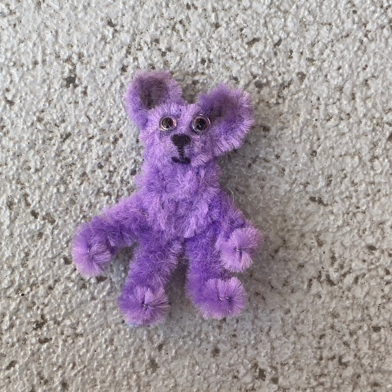 彩色小熊 5cm bear紫色-毛根扭扭棒手作 - 摆饰 - 其他材质 紫色