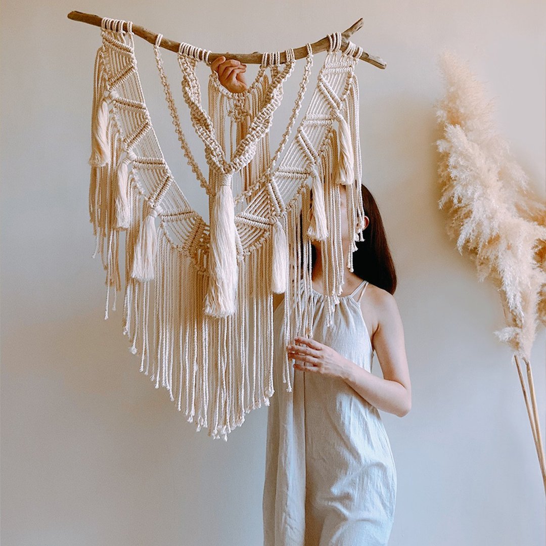 Macrame 定制化波西米亚风挂饰 - 摆饰 - 棉 白色