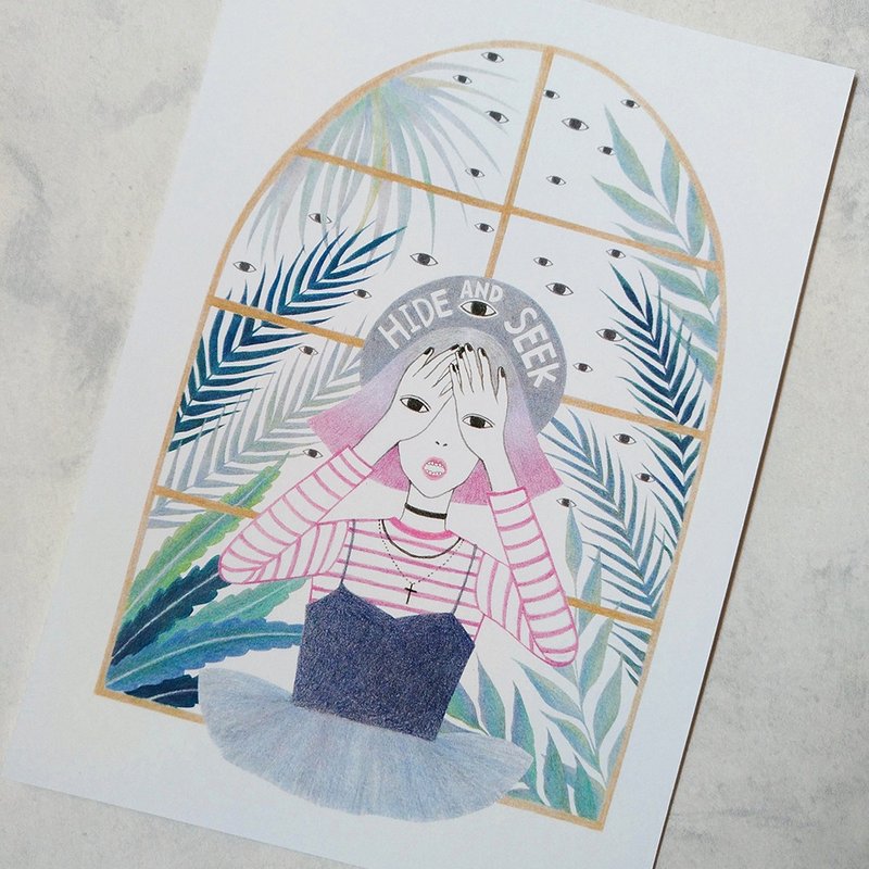 灵感少女 / 双面明信片 - 卡片/明信片 - 纸 