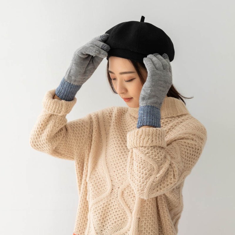 毛线加绒触控手套-纯色 针织手套 毛线手套 - 手套 - 其他人造纤维 灰色