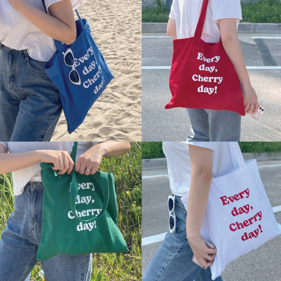 Cherry day 大容量手提包 / 帆布包 (5colors) - 手提包/手提袋 - 棉 