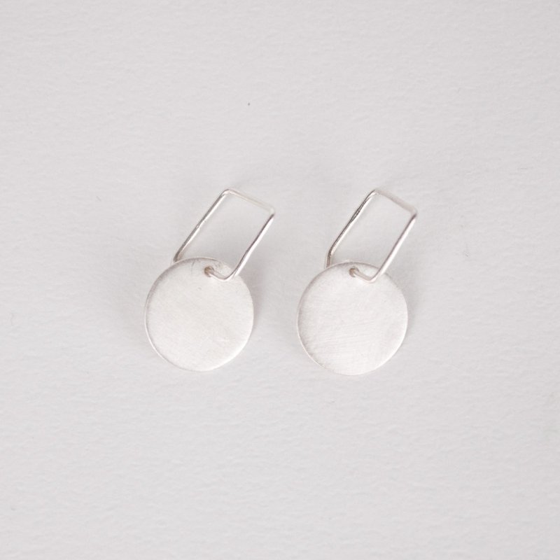 I-Shan13 圆形平面耳勾 - 耳环/耳夹 - 纯银 银色