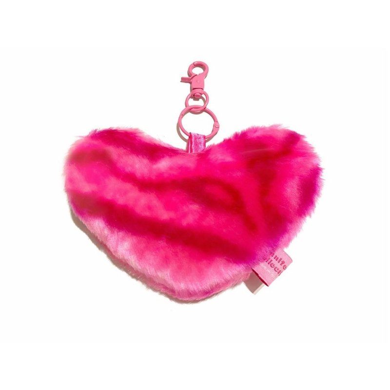 JCC 粉红斑马纹爱心零钱包挂饰 - 零钱包 - 聚酯纤维 粉红色