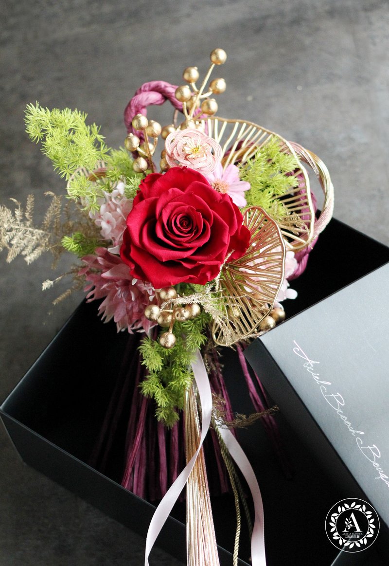 春节花礼 / 不凋花系列 / 蛇来运转-新春祈福注连绳挂饰 ( 四款花 - 干燥花/捧花 - 植物．花 多色