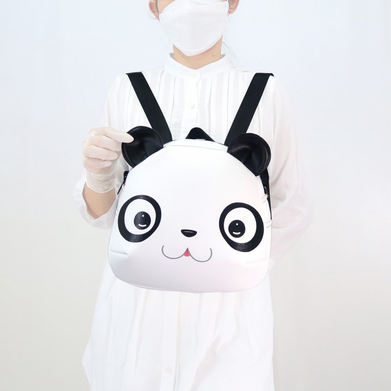 熊猫后背包, 斜肩包, 动物爱好者手绘包 - 后背包/双肩包 - 人造皮革 白色
