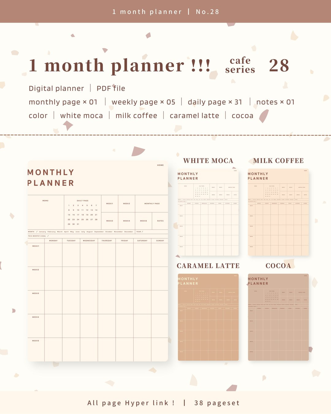 [Monthly planner / No.28 / vertical] Digital planner that can be used repeatedly every month - 其他数码商品 - 其他材质 