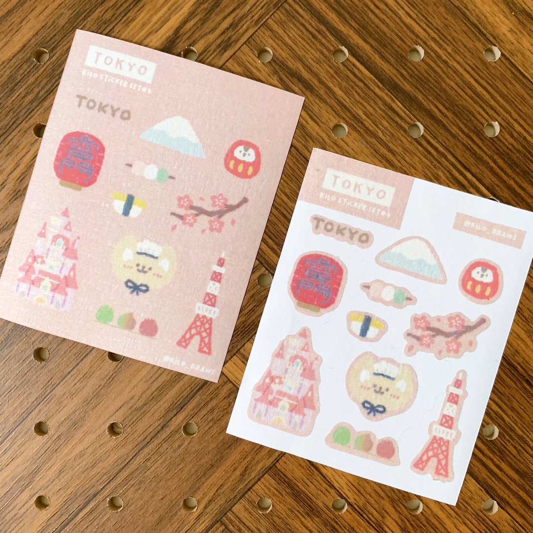 KILO和纸贴纸 | 旅行系列 - 东京 - 贴纸 - 纸 粉红色
