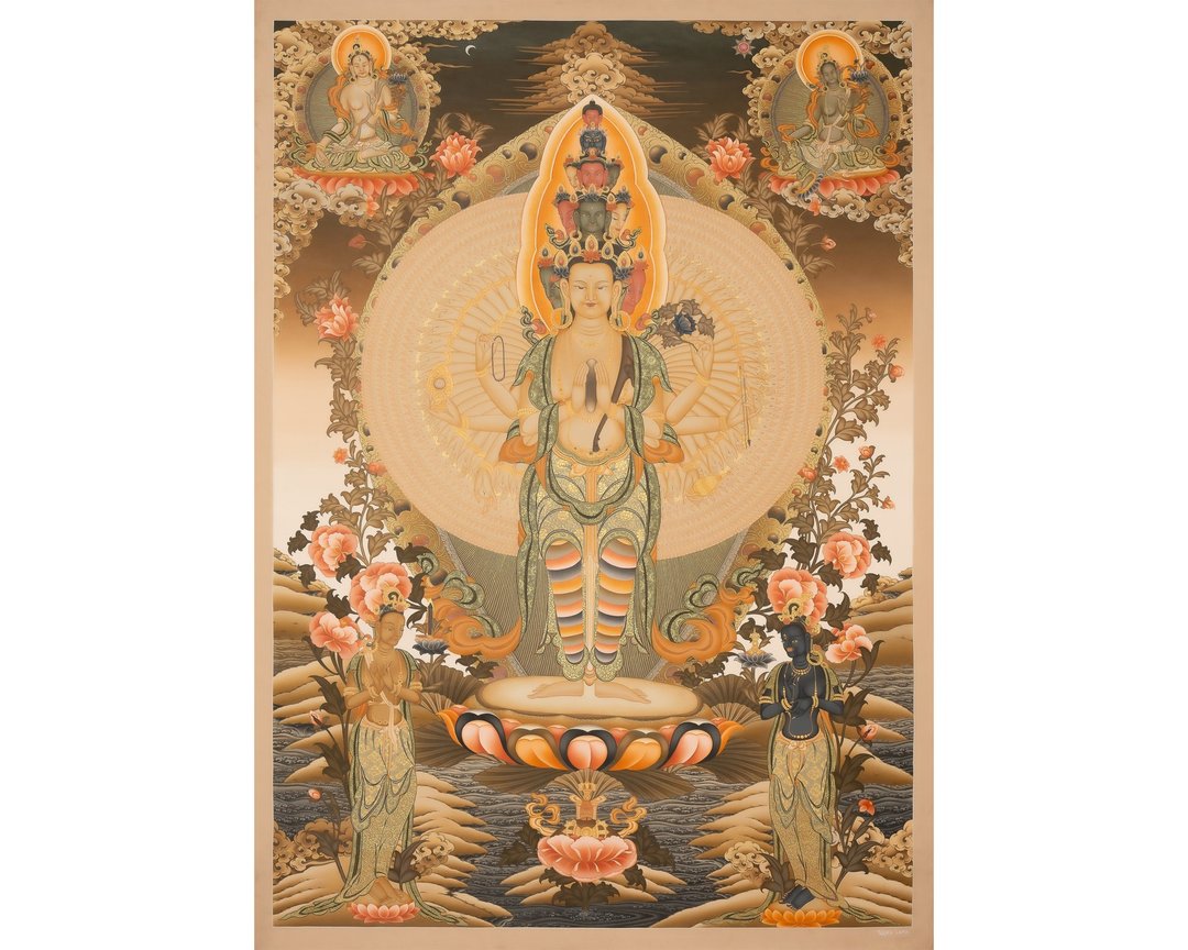 手工观音菩萨唐卡——以24K金展现无量慈悲的化身 - 摆饰 - 其他材质 多色