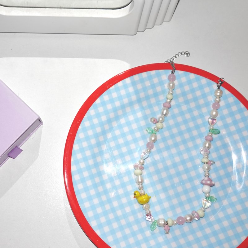 芭蕾舞鞋珠项链 - 项链 - 玻璃 粉红色