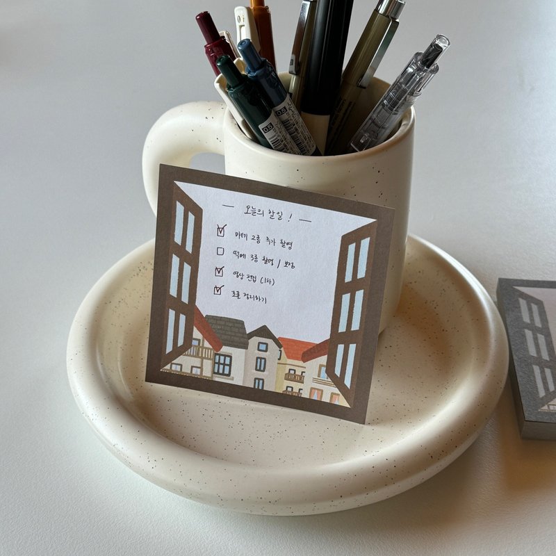 红色屋顶风景 - 便条纸/标签贴 - 纸 