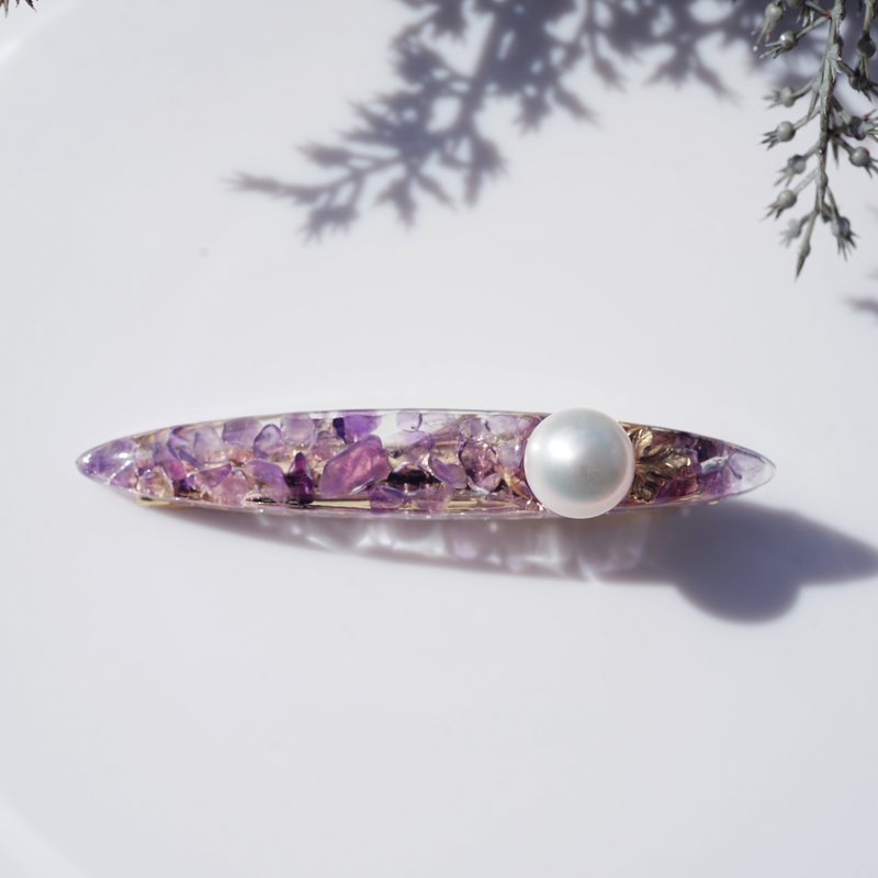 珍珠与紫水晶宝石发夹/发箍 百花缭乱 - 发饰 - 宝石 紫色