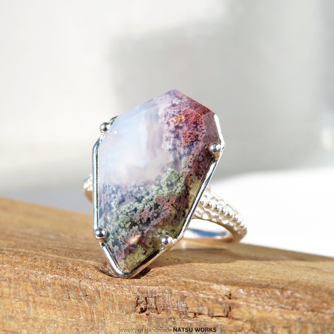 苔藓玛瑙 戒指 / Moss Agate Ring 238 - 戒指 - 宝石 绿色