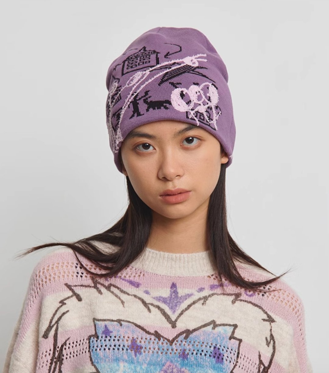 Weird Town Knitted Hat 怪诞小镇针织帽 - 帽子 - 其他材质 紫色