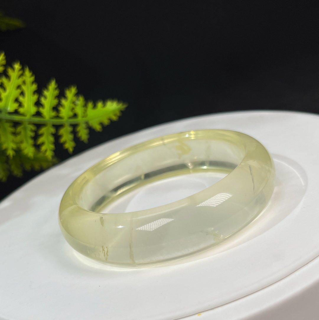 巴西黄水晶手镯52MM 稀有冰透黄色水晶手环 星光闪片 招财 助事业 - 手链/手环 - 水晶 黄色