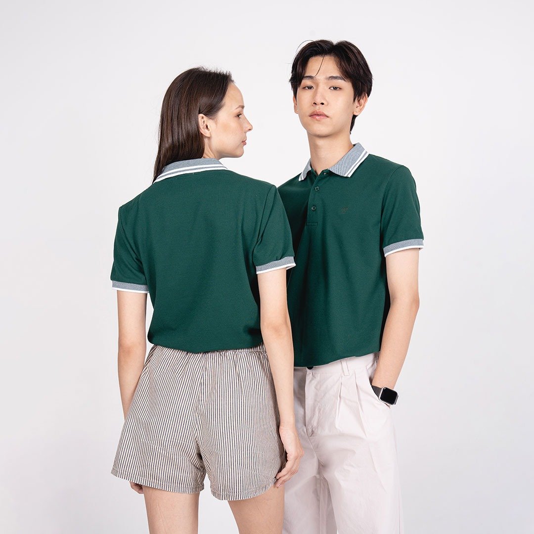 (尺寸 S, M) 经典 POLO 衫 // 深绿色 // 中性款 - 男装上衣/T 恤 - 聚酯纤维 绿色
