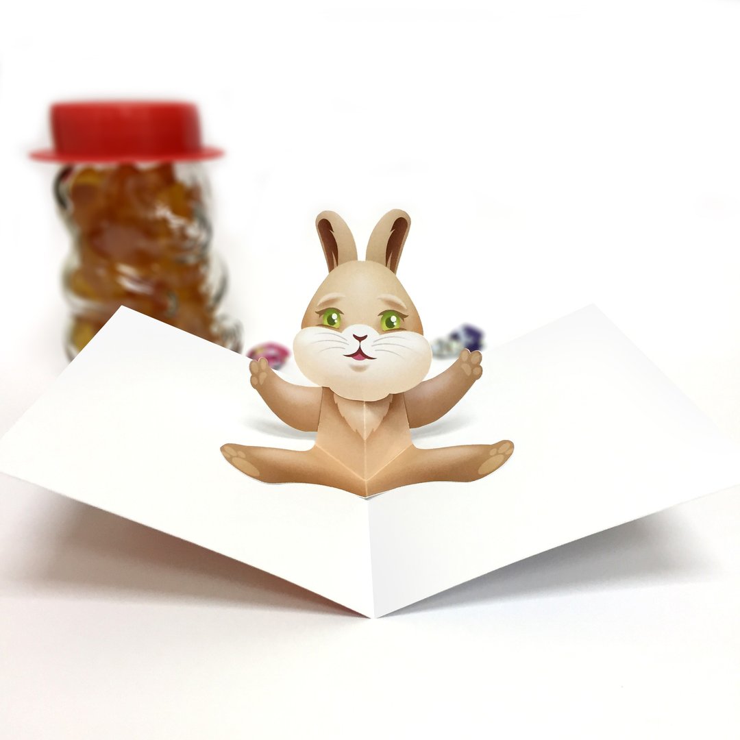 兔子卡 | 兔子生日卡 | 兔子弹出卡 | 弹出卡 - 卡片/明信片 - 纸 