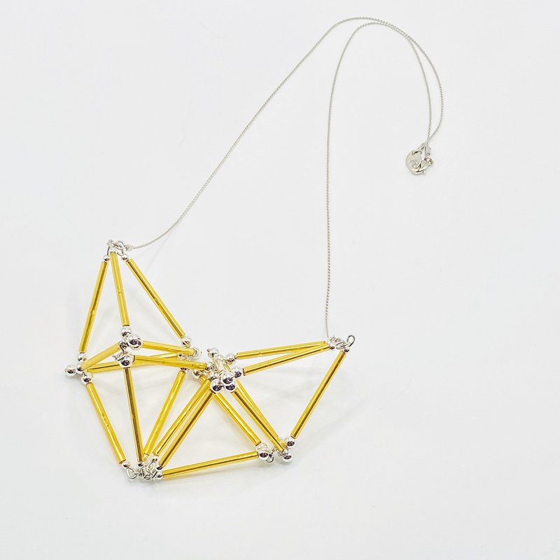 3D Heart NECKLACE【Gold×Silver】 - 项链 - 玻璃 金色