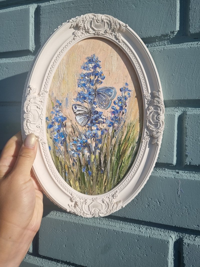 花卉油画原创艺术蝴蝶艺术品厚涂画 - 墙贴/壁贴 - 水泥 绿色