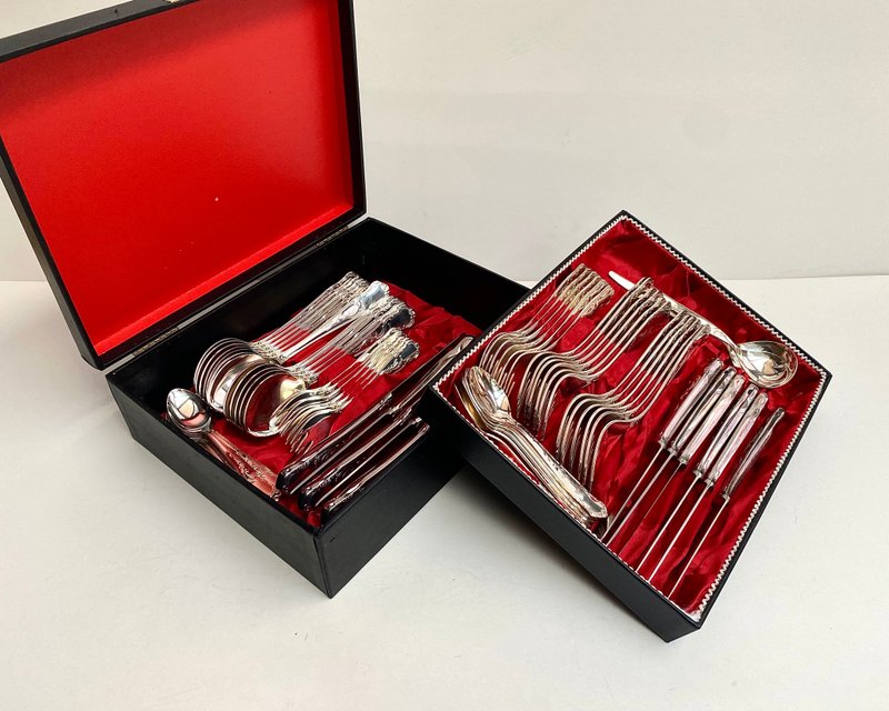 餐具套装复古索林根原装盒不锈钢 60 件德国 - 餐刀/叉/匙组合 - 其他金属 银色