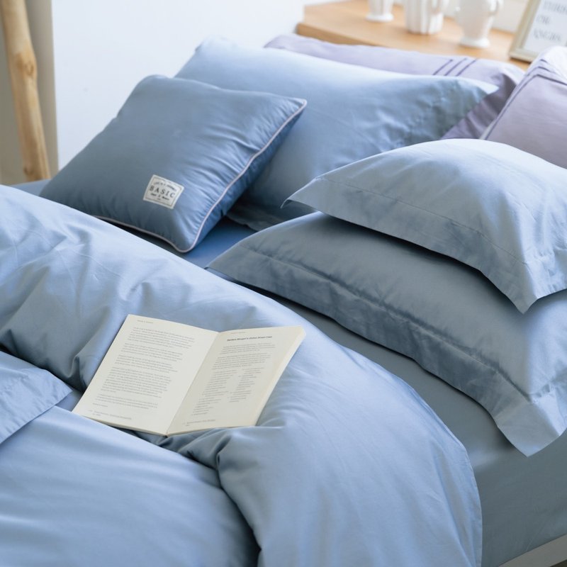 DR6000柔雾蓝 100支顶级长绒棉 床包枕套/床包被套组 台湾制 - 寝具 - 棉．麻 