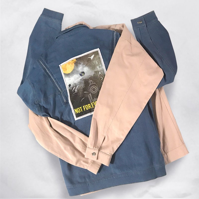 Goody Bag - 中性款牛仔机车夹克 - 男装外套 - 棉．麻 蓝色