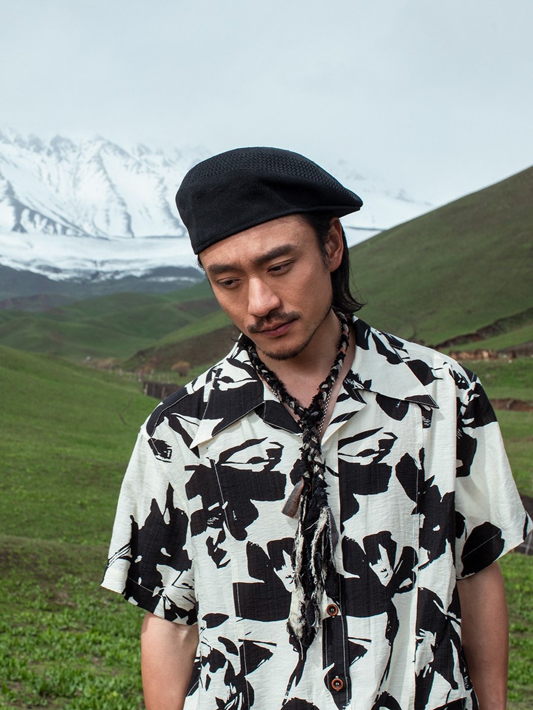 SOARIN义式复古印花休闲衬衫(2421C252) - 男装衬衫 - 棉 黑色