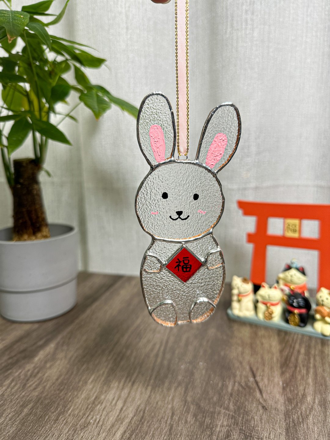 贺年玻璃兔仔挂饰 | 镶嵌玻璃 | 手工制作 - 摆饰 - 玻璃 透明