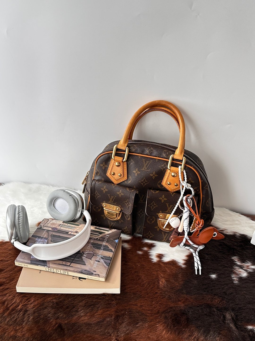 中古包 Louis Vuitton 路易威登 Monogram Manhattan 小号手提包 - 手提包/手提袋 - 其他材质 咖啡色