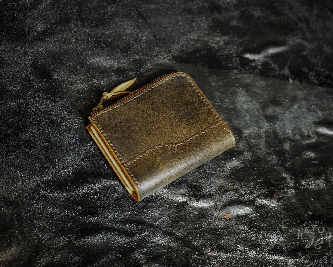 L-Shape Distressed Leather Wallet - L型旧化皮革拉链短夹 - 皮夹/钱包 - 真皮 多色