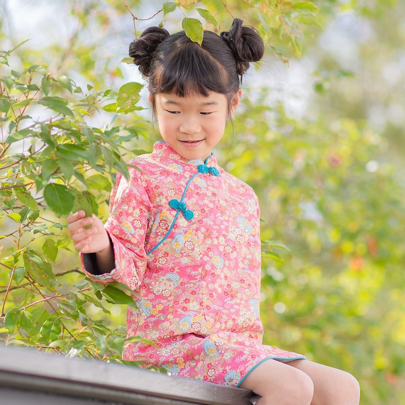 儿童旗袍 古风 冬季款 粉梅暖暖 - 旗袍 - 棉．麻 粉红色