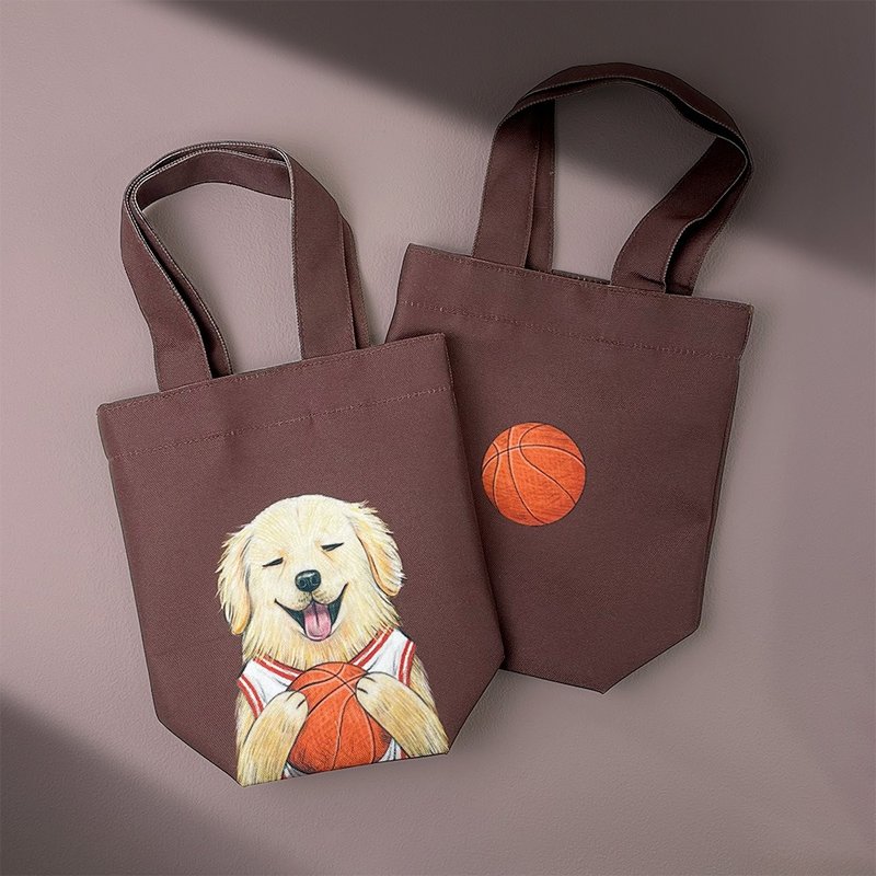 黄金猎犬篮球员_动物插画/防泼水饮料袋/万用环保袋/保温瓶袋/雨/ - 手提包/手提袋 - 防水材质 咖啡色