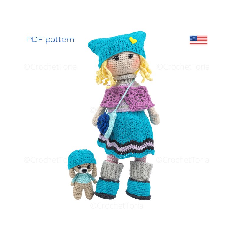 Digital crochet pattern. Download PDF file (in English).  ANNETTE doll - 手工艺教程/工具书 - 其他材质 