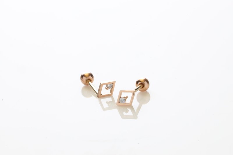 【限量1件】14K玫瑰金KALI菱形镂空耳环【Frankness Jewellery】 - 对戒 - 玫瑰金 粉红色