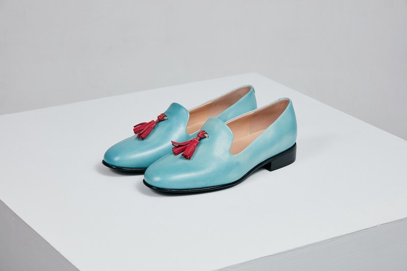 HTHREE 流苏乐福鞋 /水蓝 /平底 / Tassel Loafers - 女款休闲鞋 - 真皮 蓝色