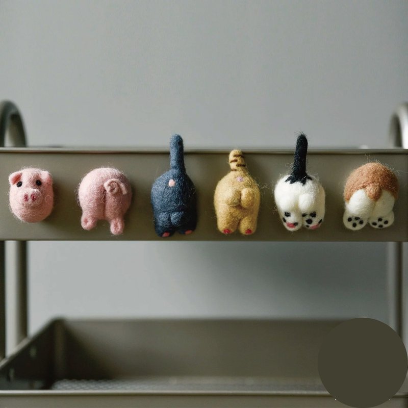 猫咪屁股系列 | 尼泊尔手工羊毛毡造型磁铁 - 摆饰 - 羊毛 多色