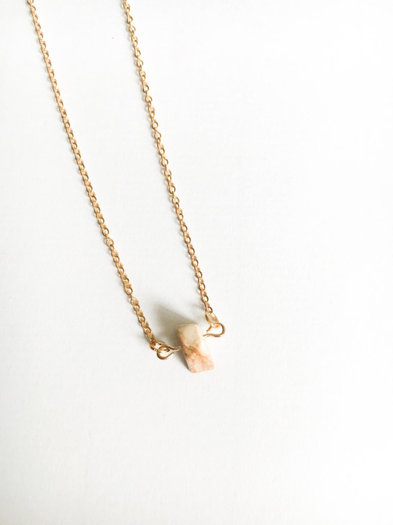 不规则天然石简约锁骨链 - 项链 - 石头 咖啡色