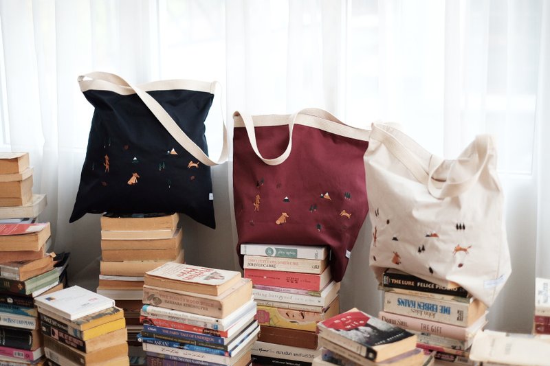 FOX Tote Bag - 后背包/双肩包 - 绣线 蓝色