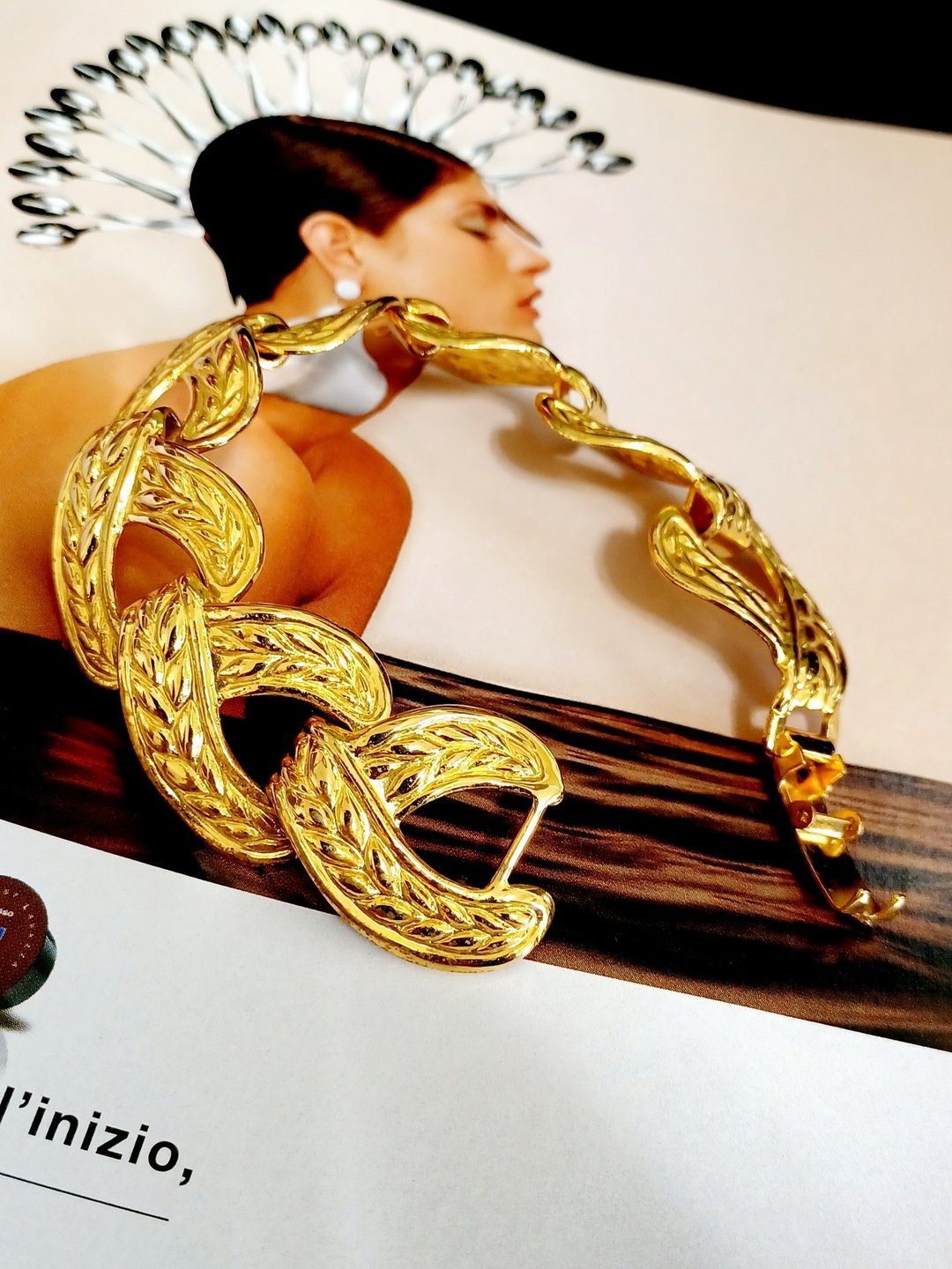 vintage jewelry  古典宽版流金手链 - 项链 - 其他金属 
