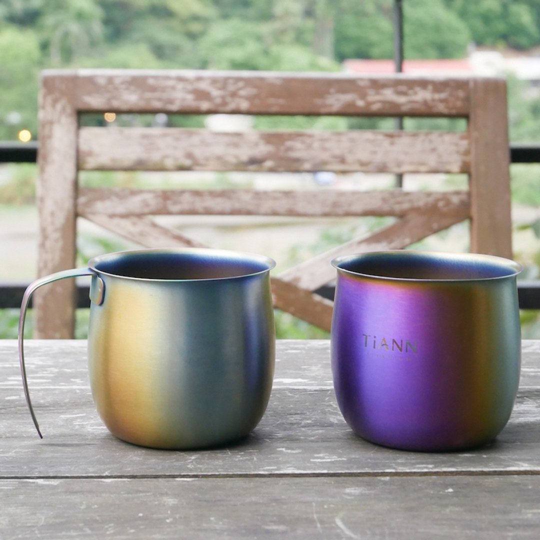 【露营对杯】单层360ml 纯钛对杯2入 高温烧色无涂层/质轻/礼物 - 咖啡杯/马克杯 - 贵金属 多色