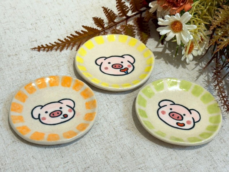 皮皮猪手绘盘 - 盘子/餐盘/盘架 - 陶 多色