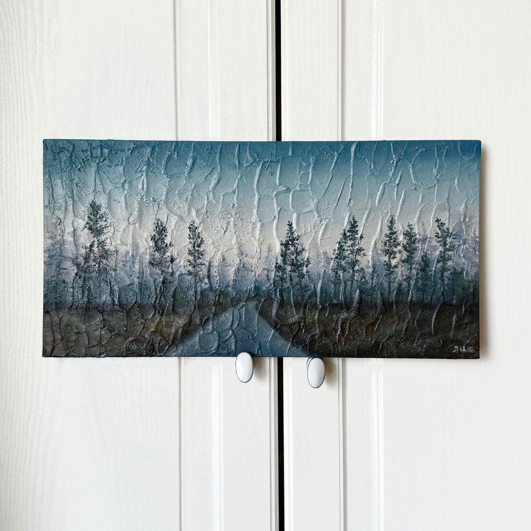 风景油画 雨林艺术 原创油画 用树画油画及风景 在水彩画上绘画风景 - 海报/装饰画/版画 - 棉 灰色