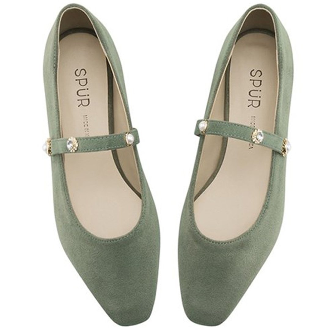 現貨優惠 - 韓國人手製SPUR 宝石带玛莉珍平底鞋 OF9036 OLIVE - 玛莉珍鞋 - 其他材质 