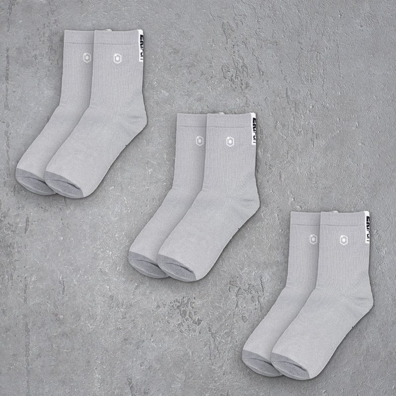 【3 双组】台湾制造 安全认证 Coolmax 灰 抑菌除臭 亲子袜 22-26cm - 袜子 - 其他人造纤维 蓝色