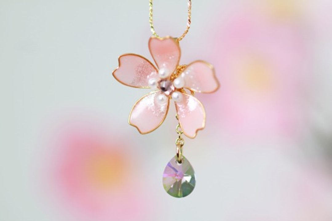 Sakura dancing single-wheel necklace - 项链 - 塑料 