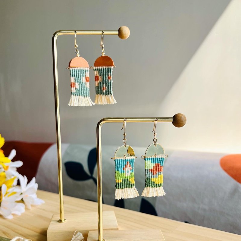 春日系列-编织耳环 | Spring-Earrings - 耳环/耳夹 - 绣线 橘色