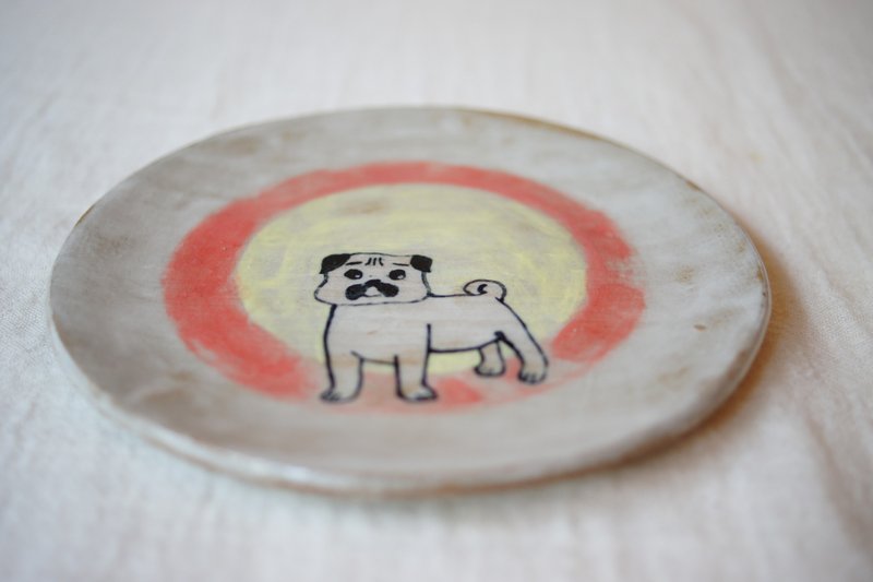 手捏粉引 巴哥小碟 12.5cm 碟子 点心盘 骨盘 饰品盘 餐盘 - 浅碟/小碟子 - 陶 蓝色