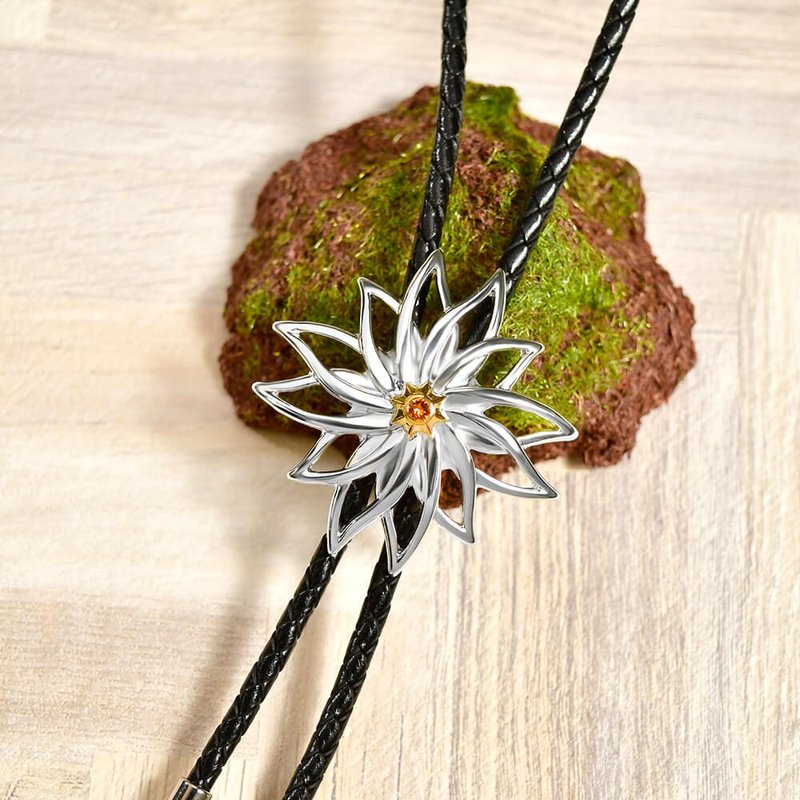 旷野之花 真皮皮绳 保罗领带 Bolo Tie 美式领带 - 领带/领带夹 - 人造皮革 银色