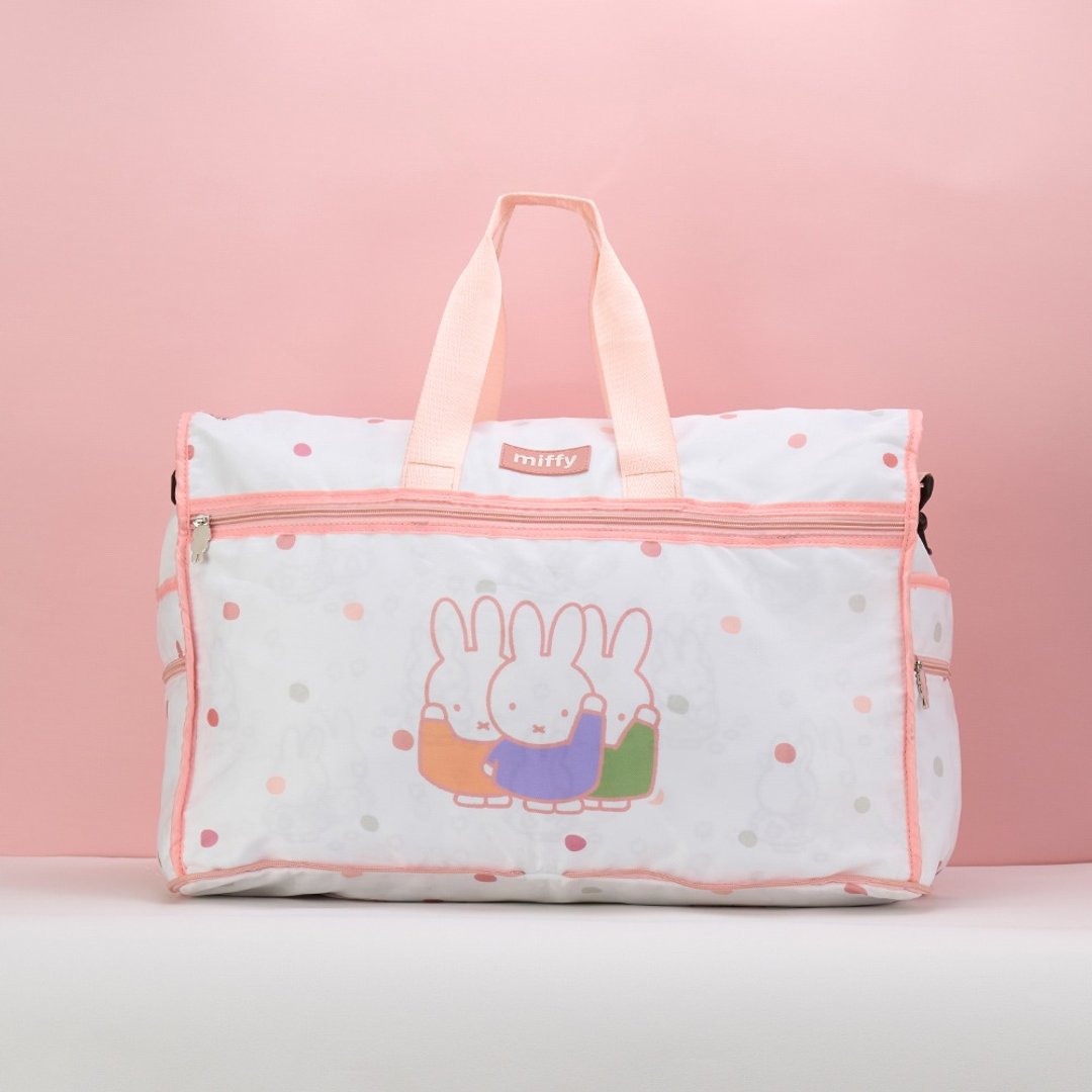 【Pinkoi x miffy】可收纳折叠旅行袋 行李袋-粉 - 行李箱/行李箱保护套 - 聚酯纤维 粉红色